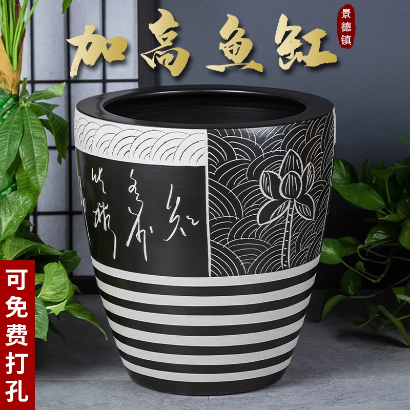 景德镇陶瓷摆件鱼缸流水器喷泉家用鱼缸大号客厅加湿招财