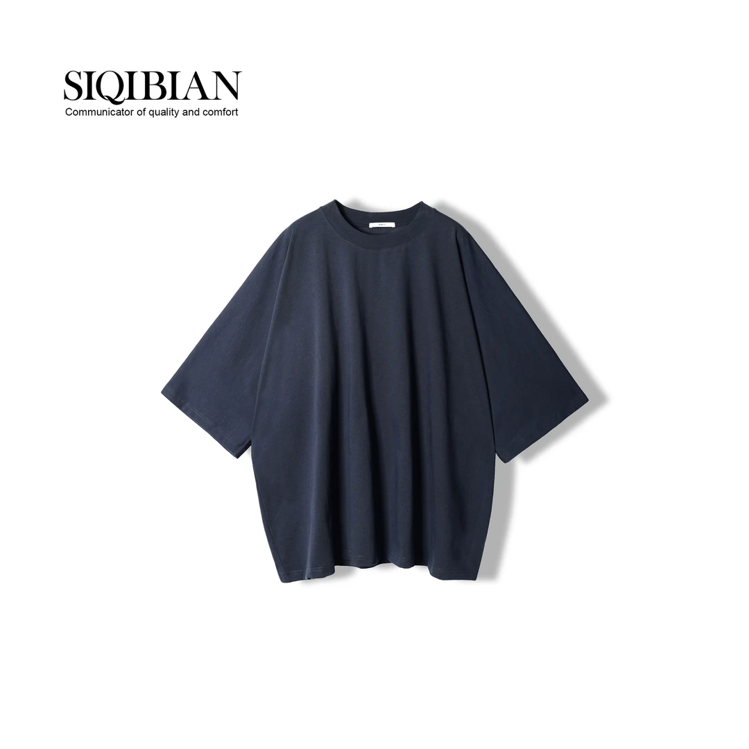 SIQIBIAN丨一体成型320g重工重磅棉阔版女蝙蝠袖T恤-SQ0686002