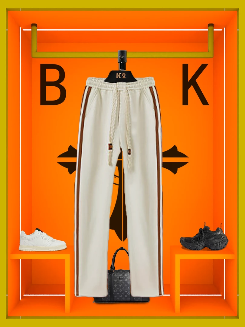 BFOFEOK【巴黎流光】秋季新款男士直筒条纹长裤宽松百搭潮流休闲裤