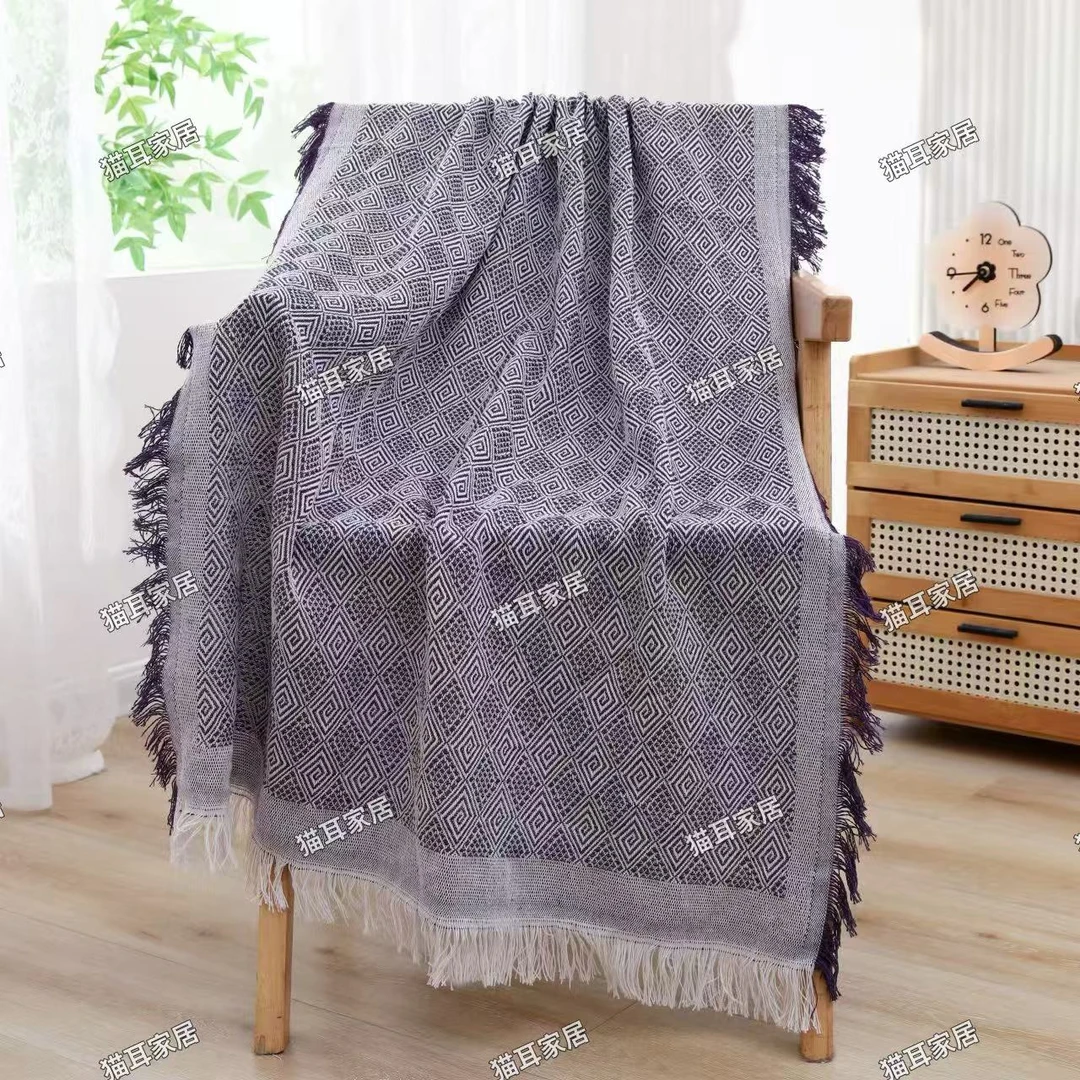 【几何蜂巢-蓝】88*180cm亲肤多功能可爱柔软加厚沙发巾