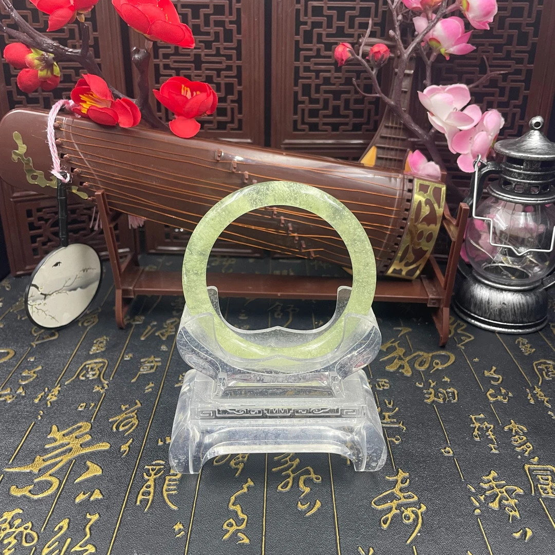 中国四大明玉之一天青冻暴风雪美人镯女款黄色精美高冰冰透百搭款