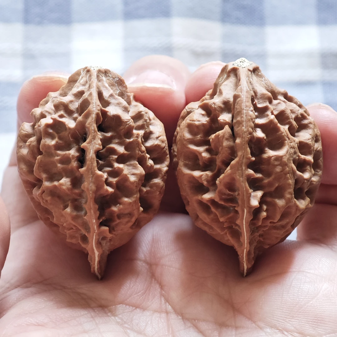 B-4 东北野生楸子核桃，莲花锤，边肚高31/31/46，桩形奇特纹理漂亮