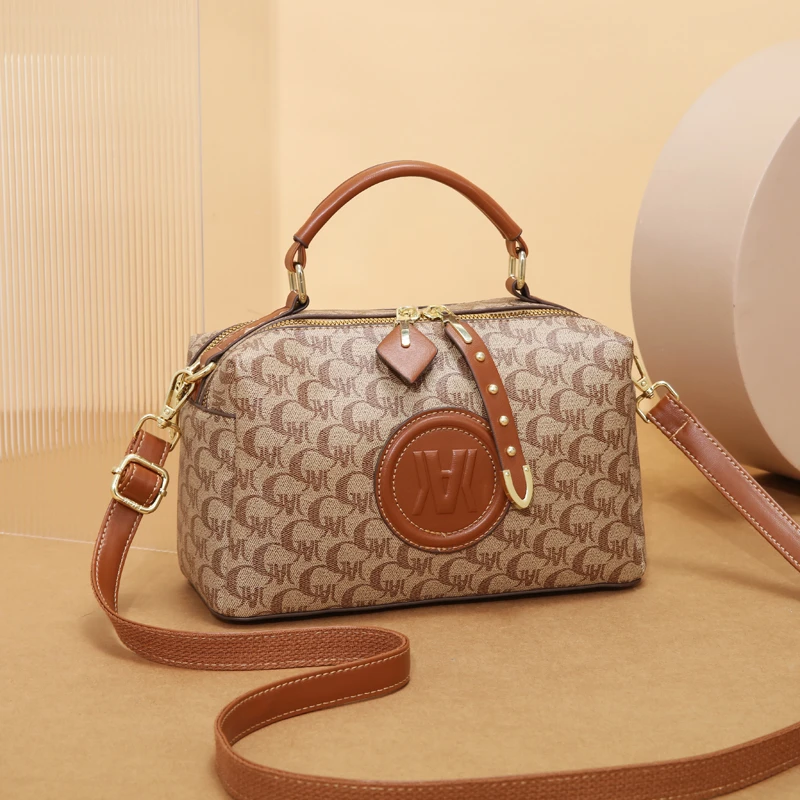 茵熙曼品牌女包气质轻奢时尚百搭女士印花经典简约复古单肩肩包