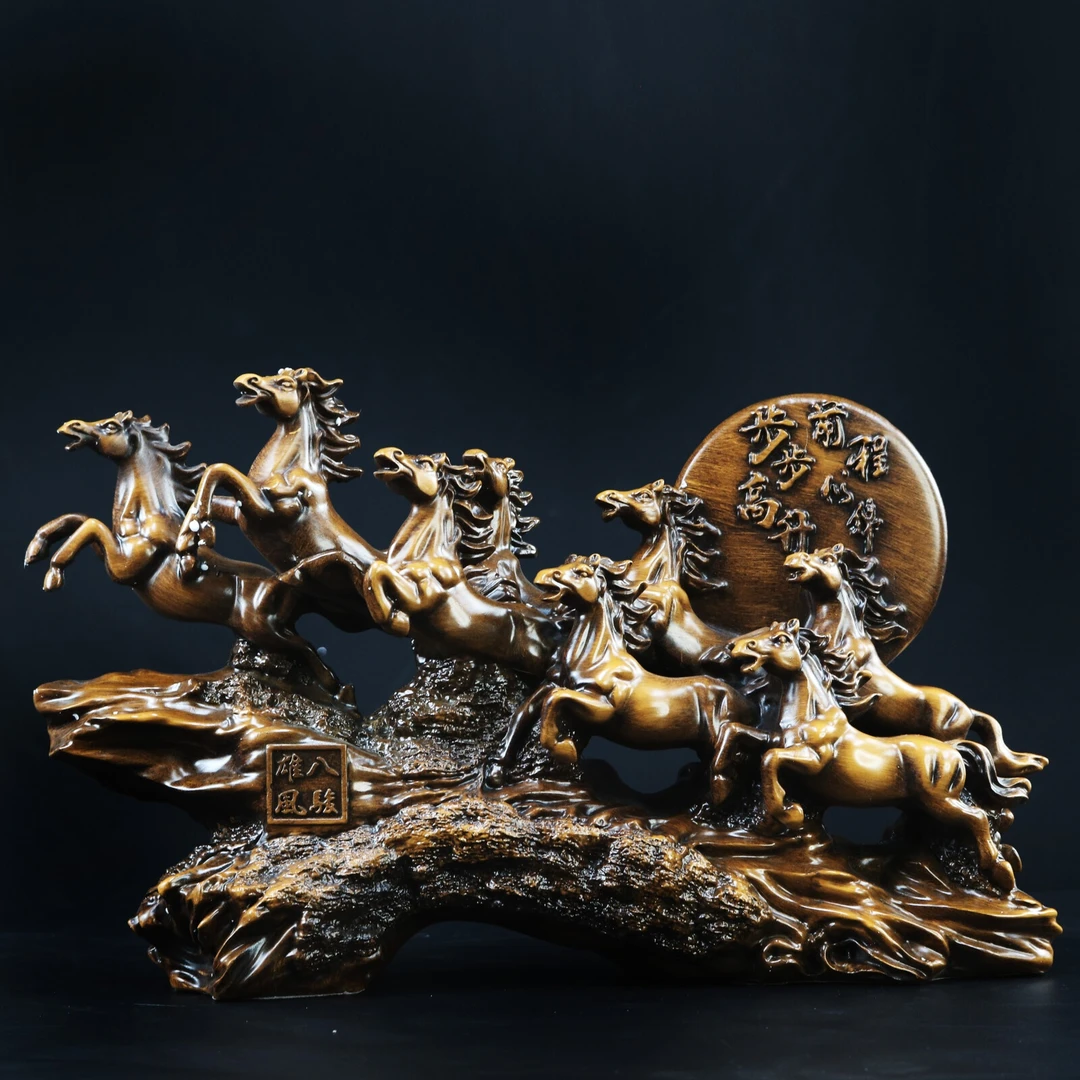 YW八骏雄风八骏马中式创意玄关个性摆设（长33高18cm）