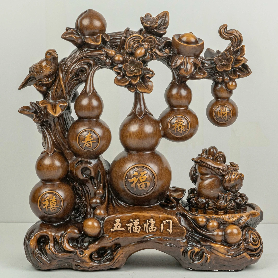 YC五福临门葫芦摆件（长30高31cm）适于办公室客厅玄关酒柜摆件