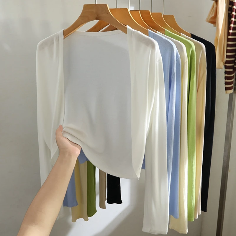 度假针织防晒开衫女薄款旗袍小披肩夏季外搭空调罩衫短款坎肩外套