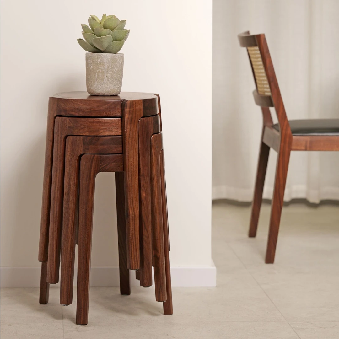 有斐叠叠凳黑胡桃实木家具凳子可叠放北美网红简约小家具