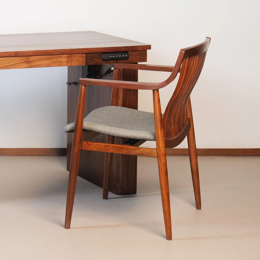 新中式休闲椅北美黑胡桃原创设计茶椅梳背椅禅意家具茶桌椅