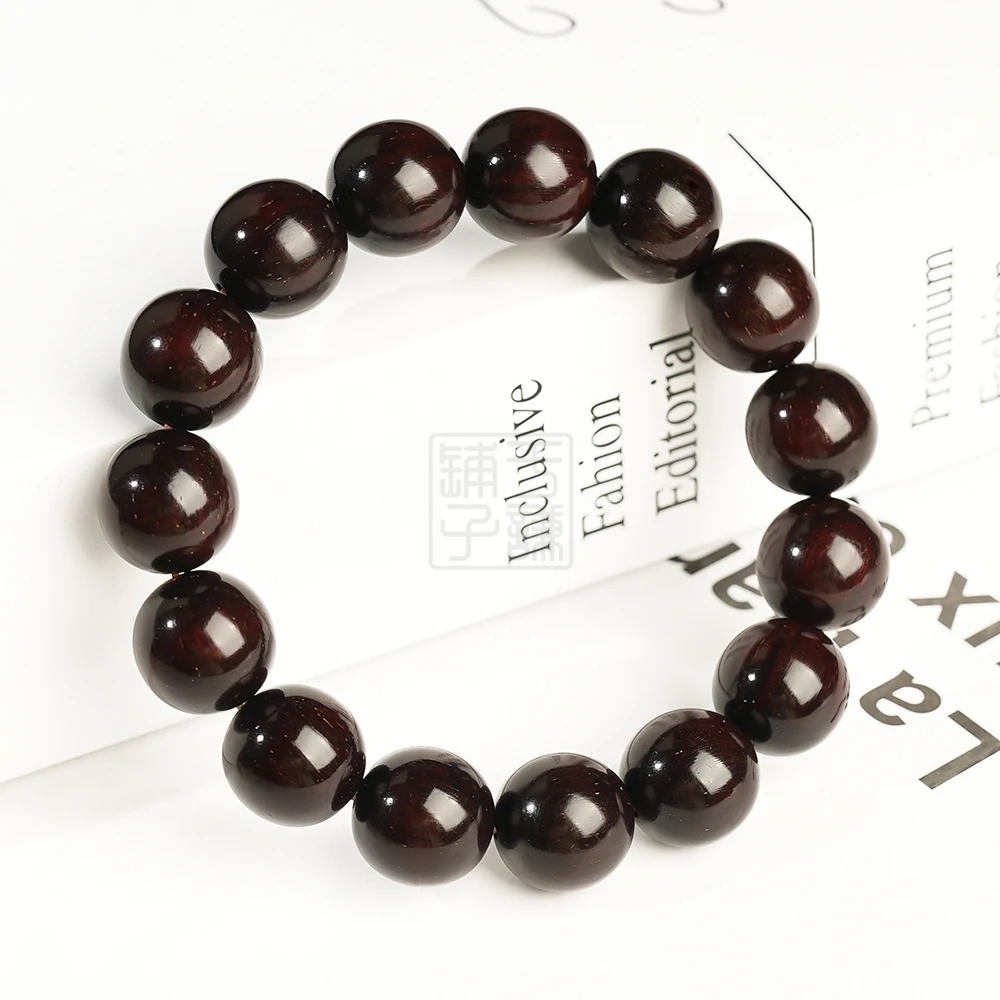 小叶紫檀带星圆珠单圈手串15mm【Y】