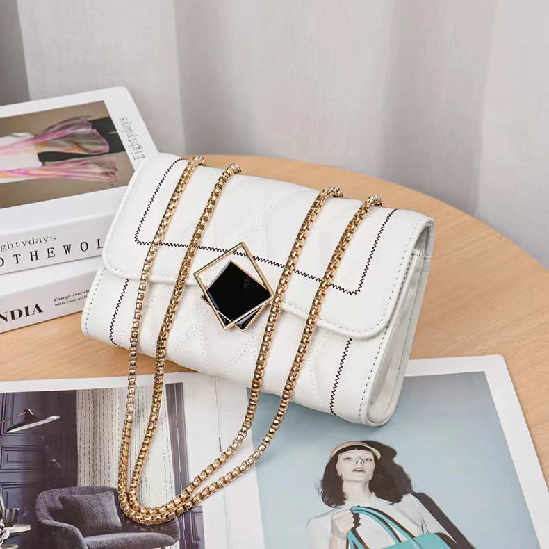 轻奢潮流网红绣花链条包女士百搭菱格单肩肩包简约小香风小方包