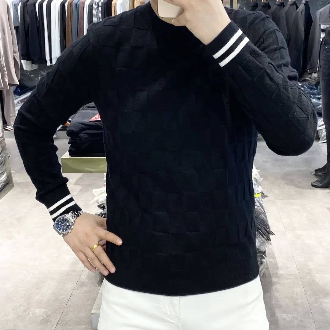 专柜品质轻奢瘩帅男士秋冬新款撞色简欧高级感休闲保暖针织毛衣