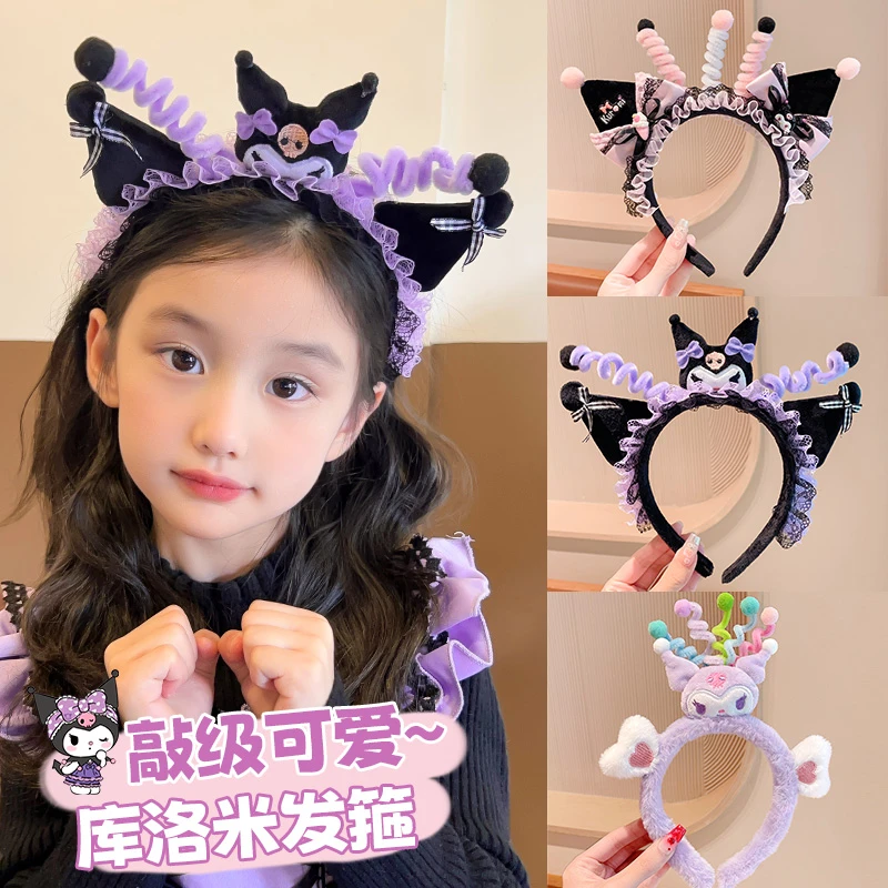 库洛米紫色发箍女儿童可爱毛绒秋冬女童头箍女孩发饰装扮宝宝发卡