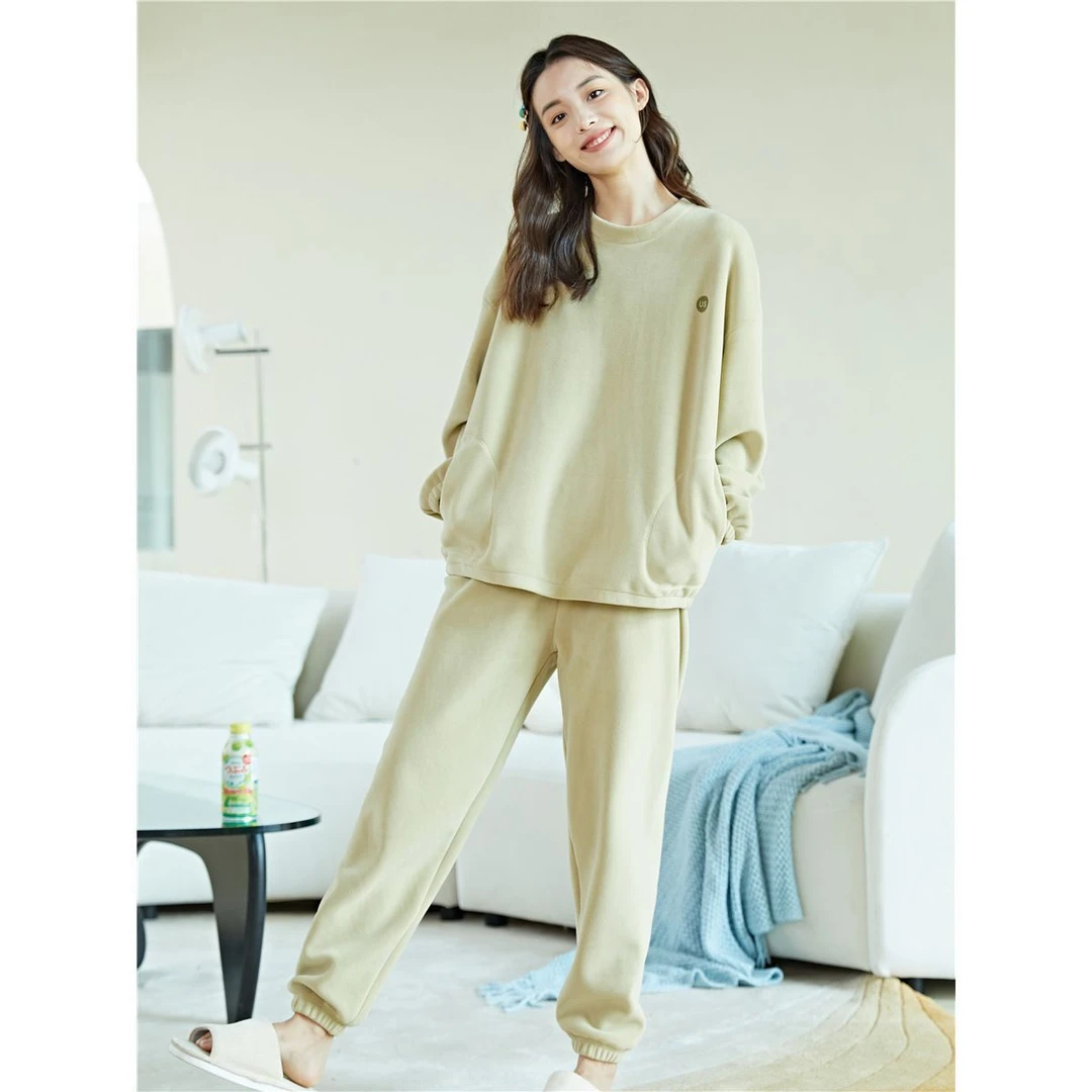 大码新款加绒德绒睡衣女秋冬套装2-300斤宽松可外穿家居服冬