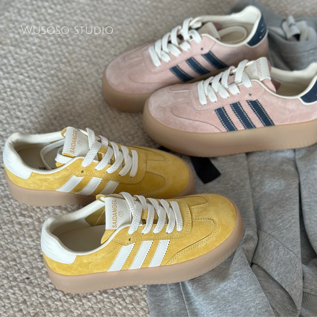 网红时尚厚底增高百搭休闲运动板鞋2024春夏季透气德训女鞋