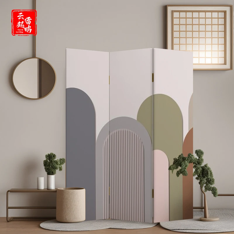 奶油风屏风隔断家用卧室装饰现代玄关移动折叠折屏沙发背景墙推拉