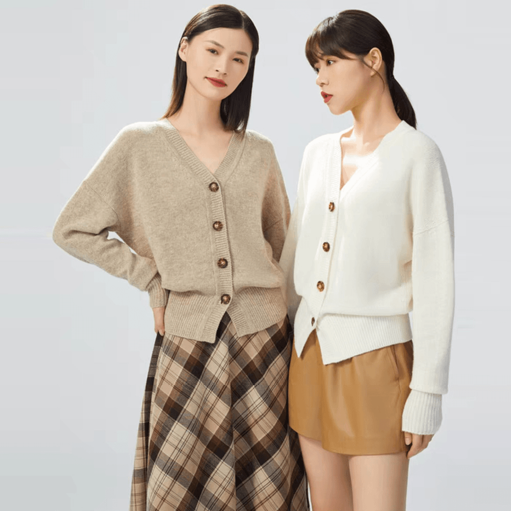 【商场同款】羊毛针织开衫新款时尚百搭休闲纯色长袖针织衫A400676