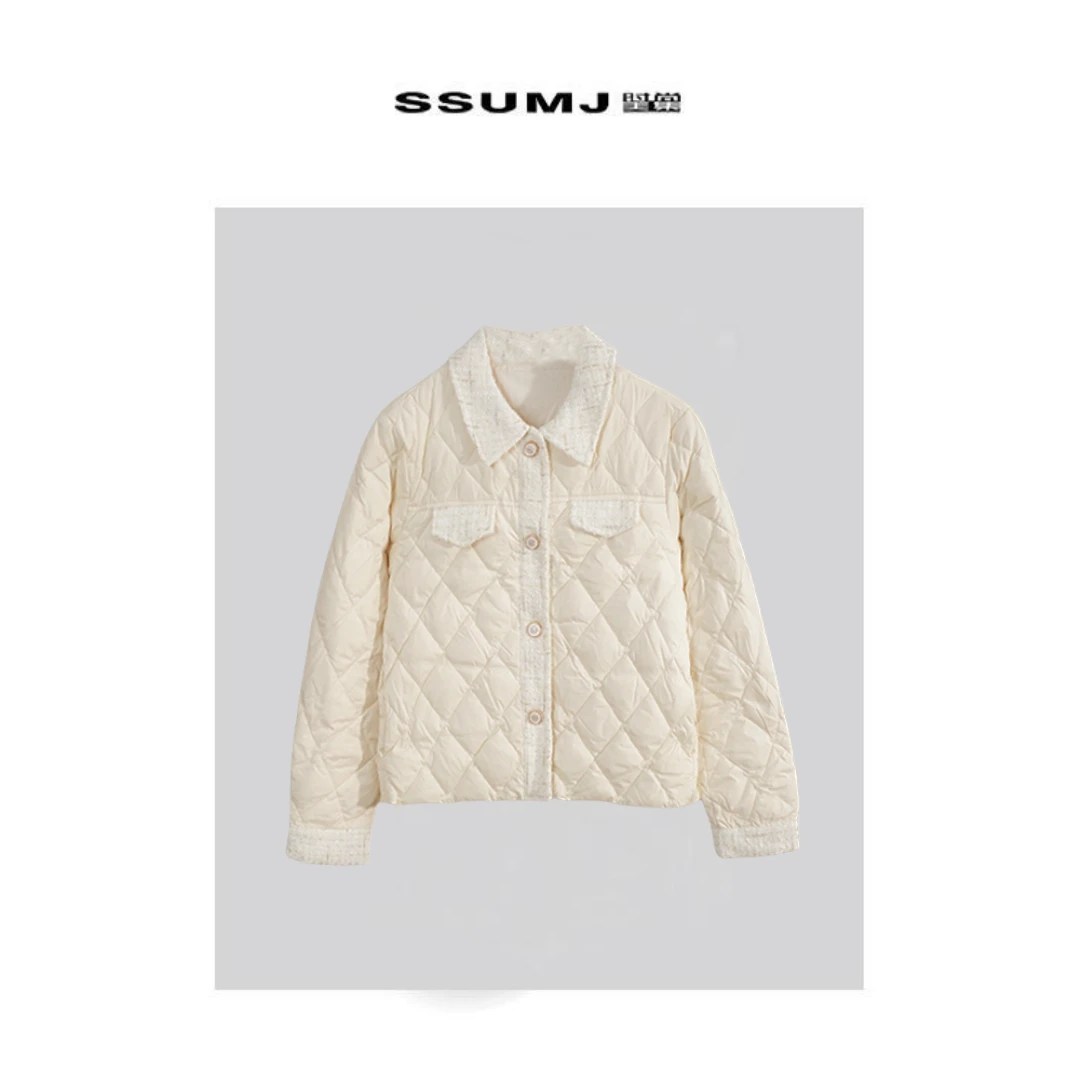 韩版短款轻薄羽绒服小香风翻领外套 2301