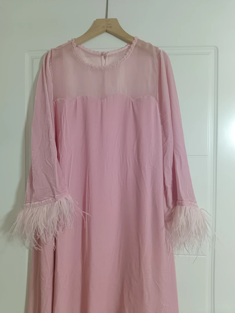 2024春夏真丝丝绒夏季连衣裙粉色时尚