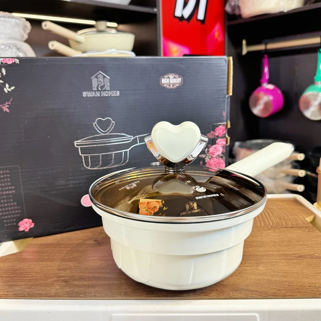 swan homes施华洛18cm钟情樱花锅具系列-樱花白奶锅-不粘锅