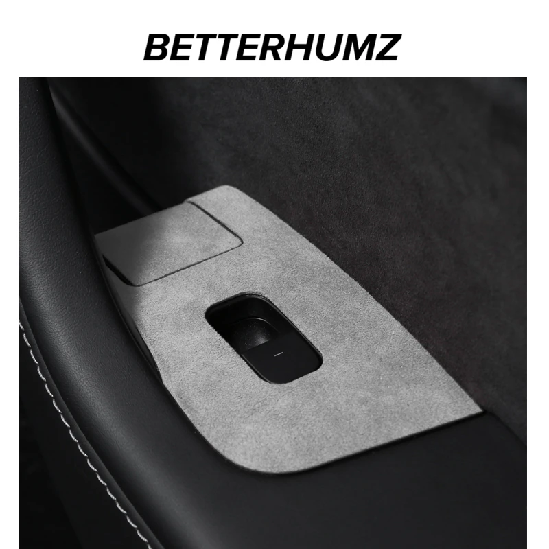 Alcantara特斯拉model3/丫改装翻毛皮车窗升降面板车内饰装饰配件