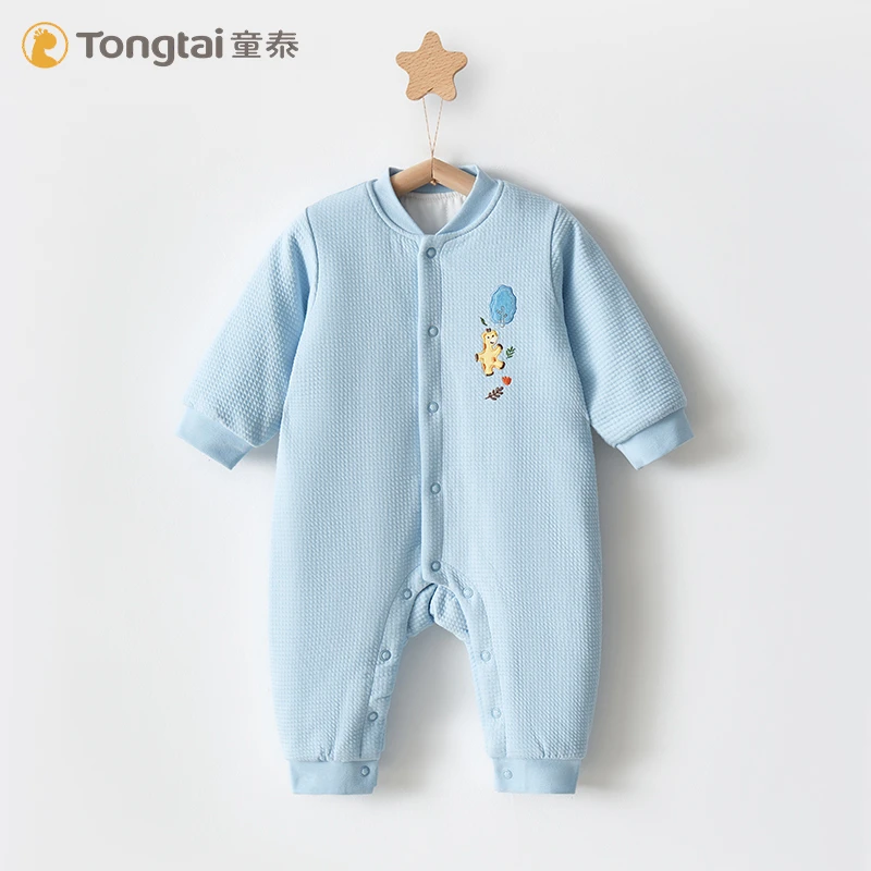 童泰连体衣夹棉婴儿保暖棉哈衣男女初生宝宝夹棉服春秋装薄棉衣服