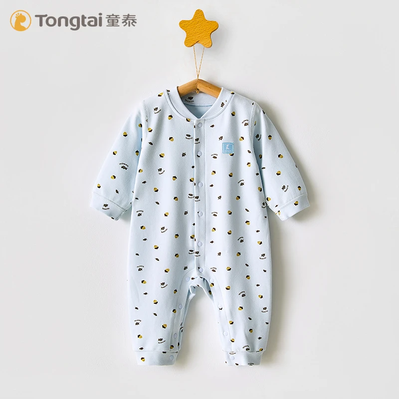 童泰新生婴儿儿连体衣春秋款长袖初生男女宝宝棉哈衣爬服幼童衣服