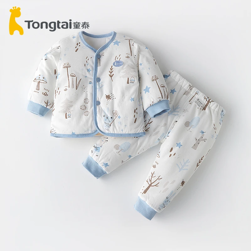 童泰婴儿衣服女宝宝棉衣套装保暖衣夹棉加厚秋冬棉初生儿棉服套装