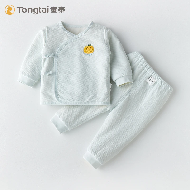 童泰0-3个月新生婴儿儿和尚服内衣套装初生宝宝衣服春秋棉双层