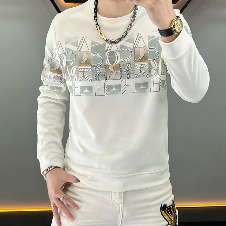新款卫衣秋季男上衣打底衫男士长袖时尚休闲2024百搭潮流修身圆领
