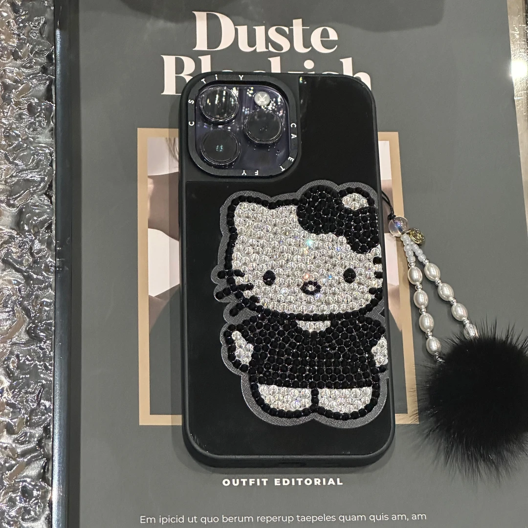 【黑镜KT钻壳】高定适用于苹果13 14 15promax手工点钻手机壳