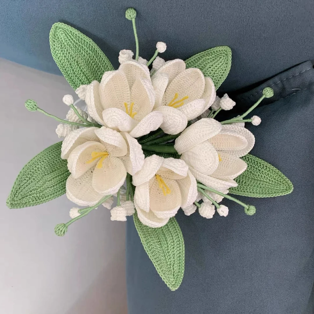 用线苏苏姐钩针郁金香手捧花编织材料包 新娘手捧花蕾丝线郁金香