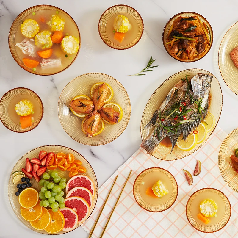 VISIONS康宁旗舰店土耳其原装进口碗盘餐具套装玻璃轻奢14件礼盒