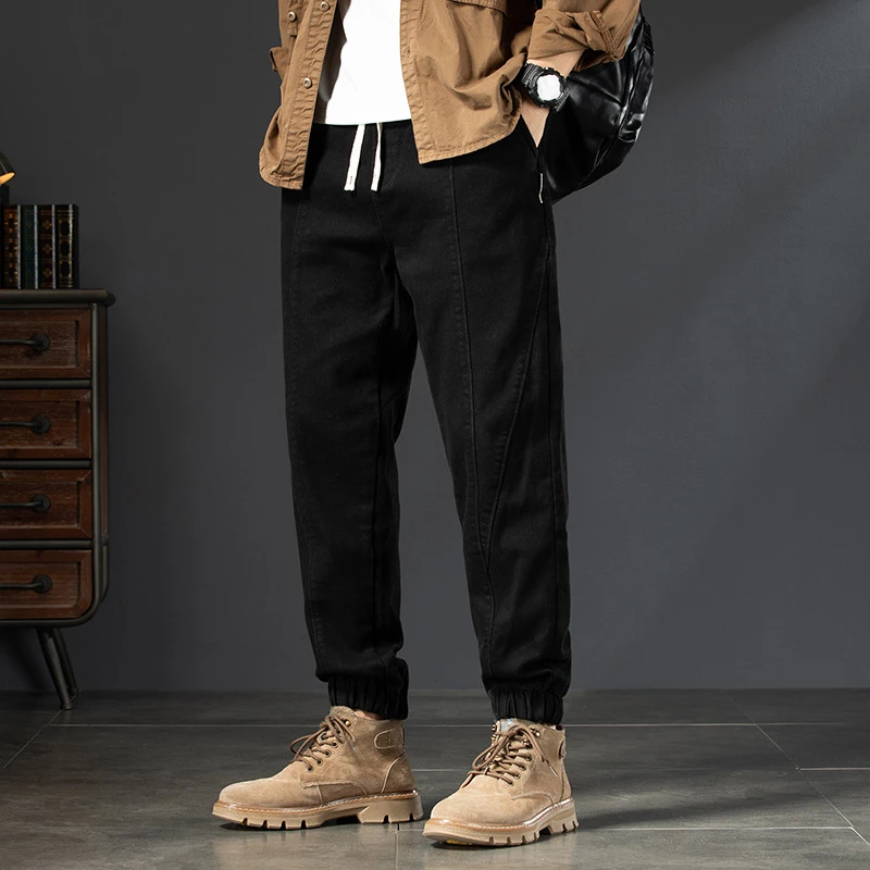 【大码男装】秋冬新款毛巾底牛仔裤男宽松加大松紧腰弹力长裤