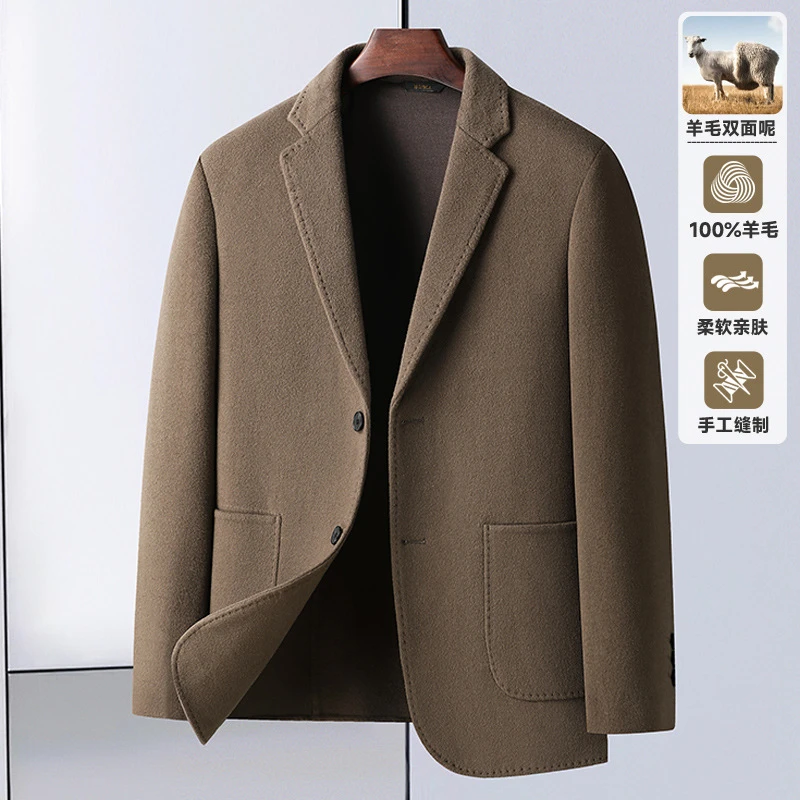 【大码男装】320斤穿秋冬新款商务休闲羊毛西装外套双面呢羊毛呢