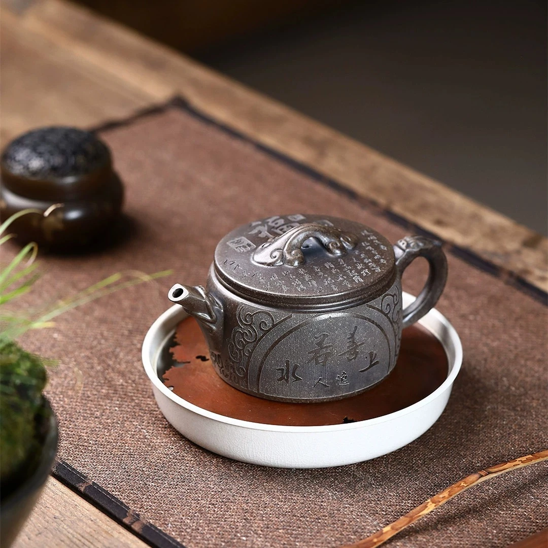 宜兴手工紫砂壶 原矿古铜泥汉瓦壶 匠心手制茶壶茶具礼品230毫升
