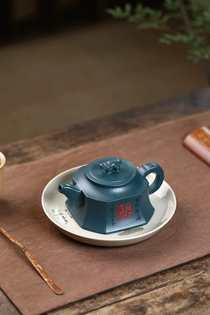 八方龙尊壶 宜兴紫砂壶原矿天青泥名家手工紫砂茶壶250毫升