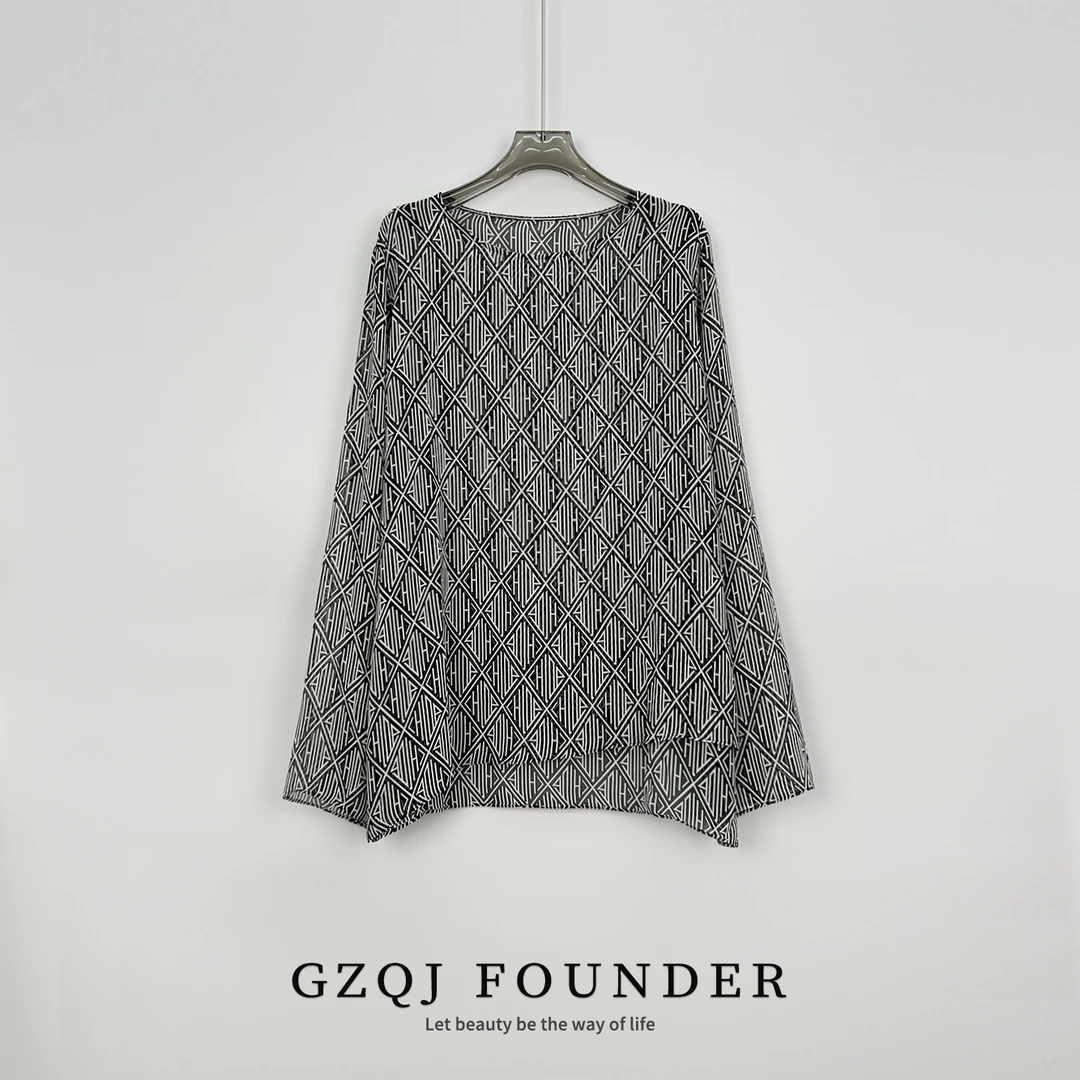 温温【幻想】高级感宽松薄款长袖防晒罩衫上衣女22027