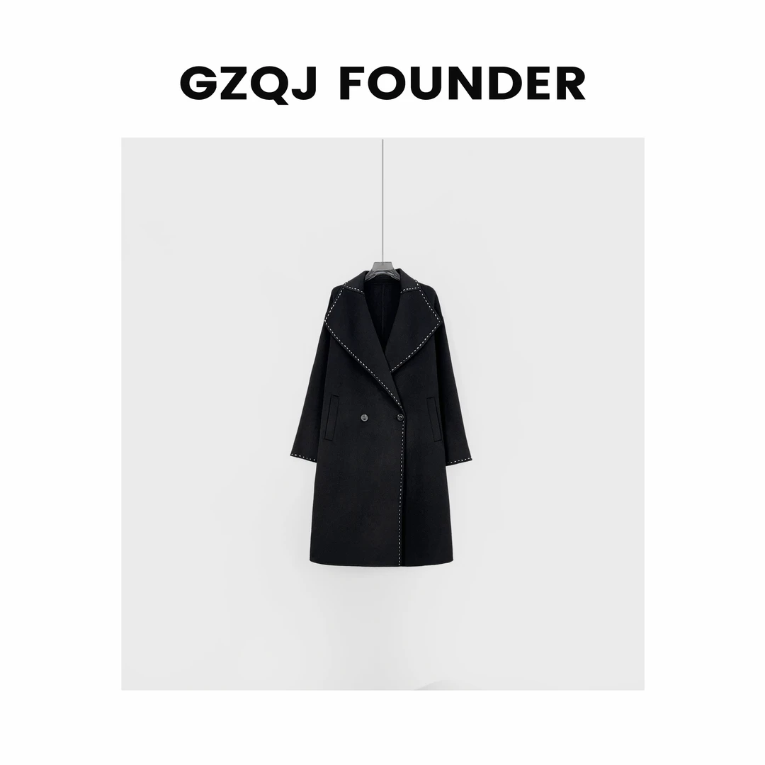 广州琴姐 【英伦置办】百搭中长款大衣外套9037