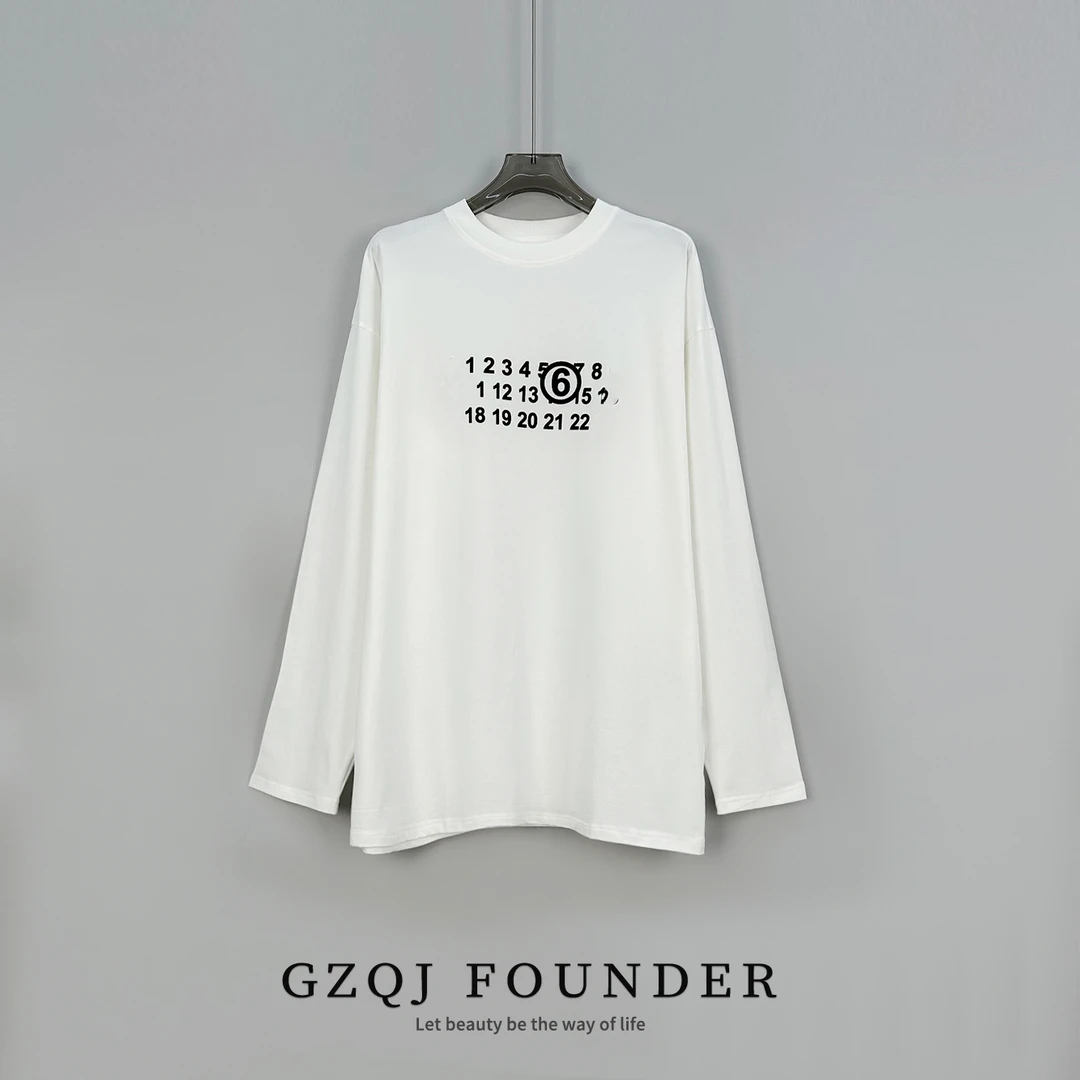 广州琴姐【马啦白T】小众设计感宽松显瘦数字长袖T恤 1397次品