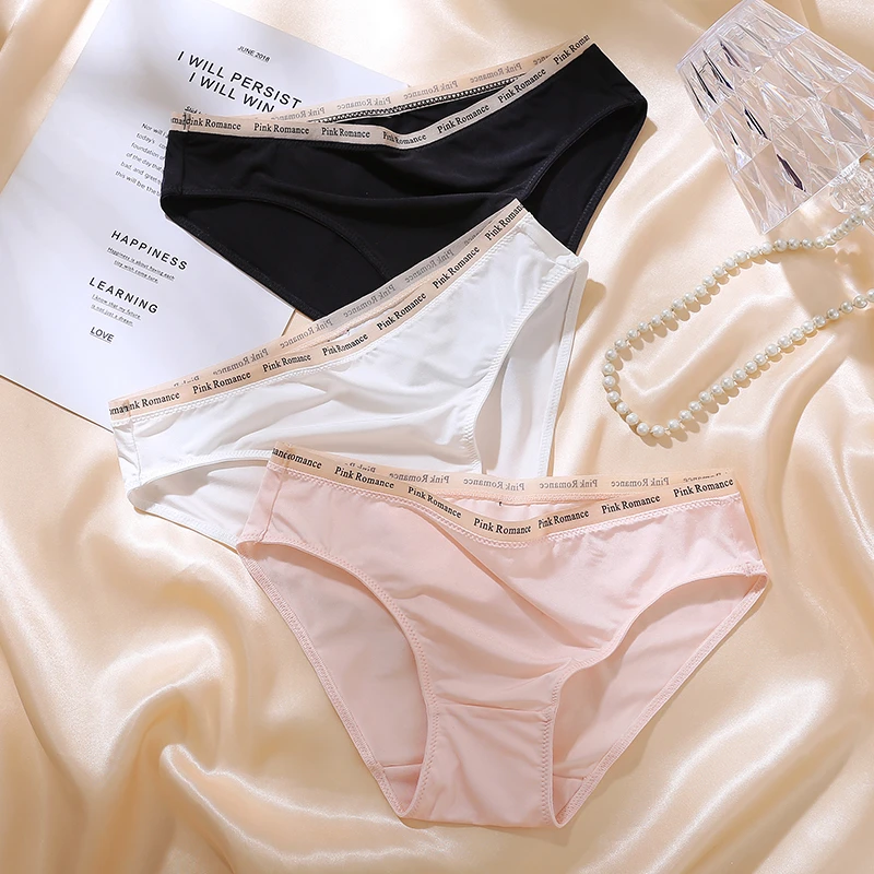 3条装 纯欲少女无痕内裤冰丝透气低腰女生三角短裤2025时尚爆款