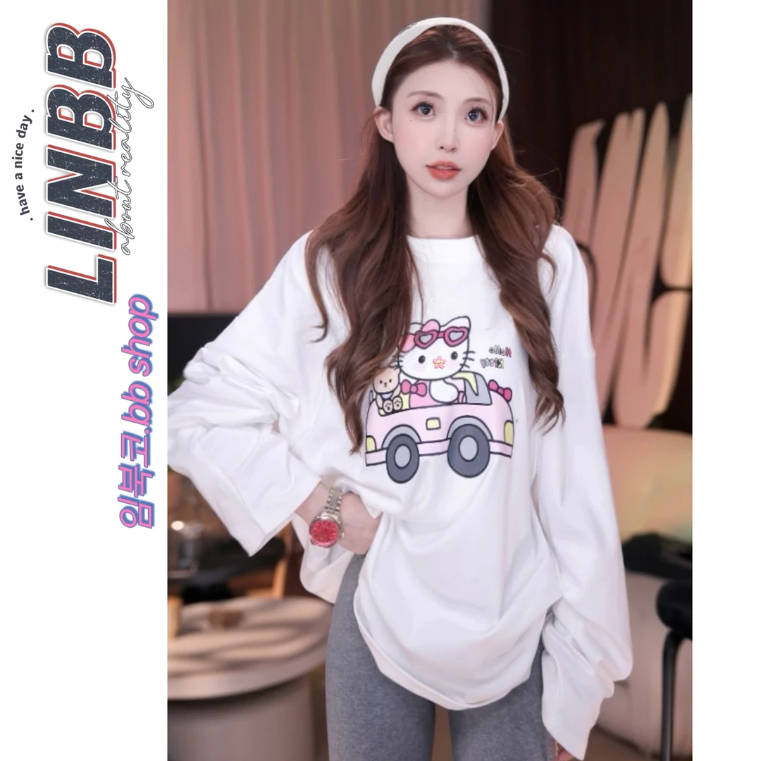 林北鼻-【巴士猫】韩代东大门原单猫咪双面德绒发热大版T