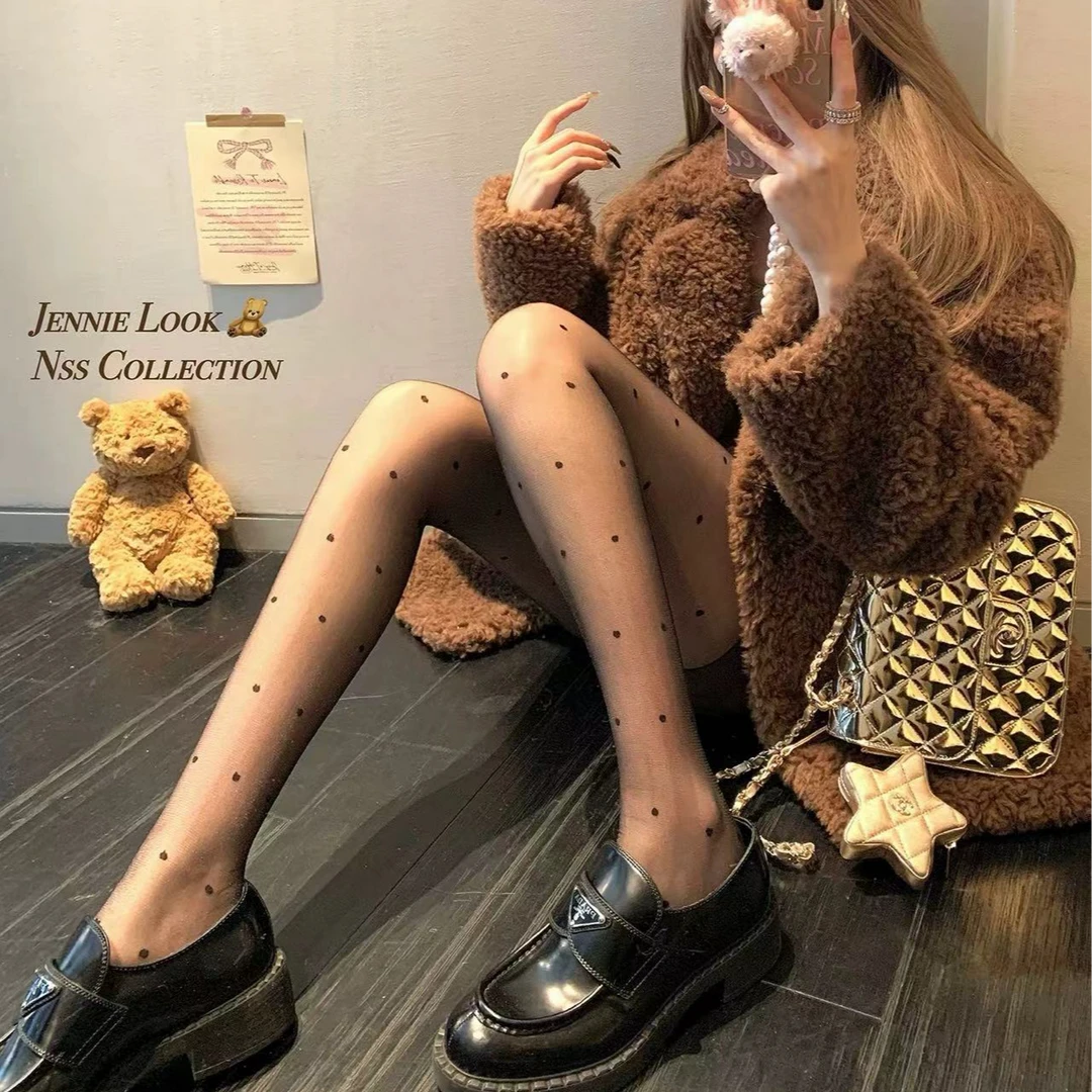 林北鼻-【高透加绒黑丝】韩单加绒秋冬高透肤连脚黑丝袜