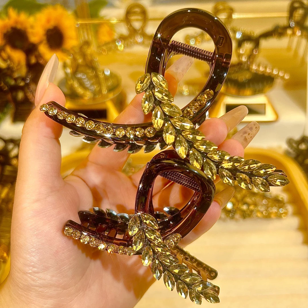 新款麦穗水晶抓夹夏季新款盘发抓夹鲨鱼夹时尚减龄百搭马尾夹发饰