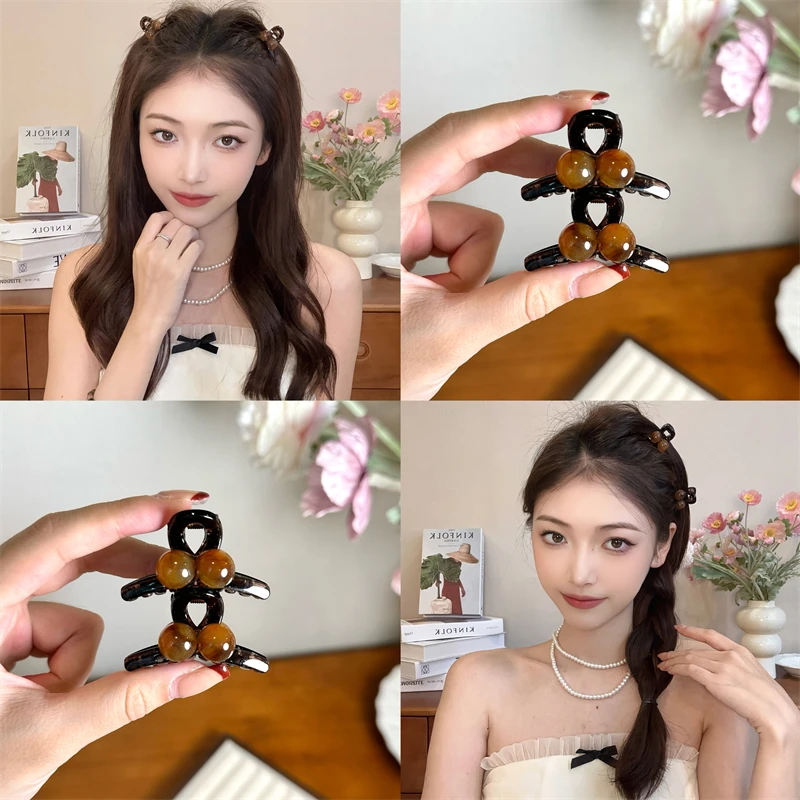 琥珀色樱桃小抓夹女2024新款发夹公主头刘海夹碎发夹子鲨鱼夹发饰