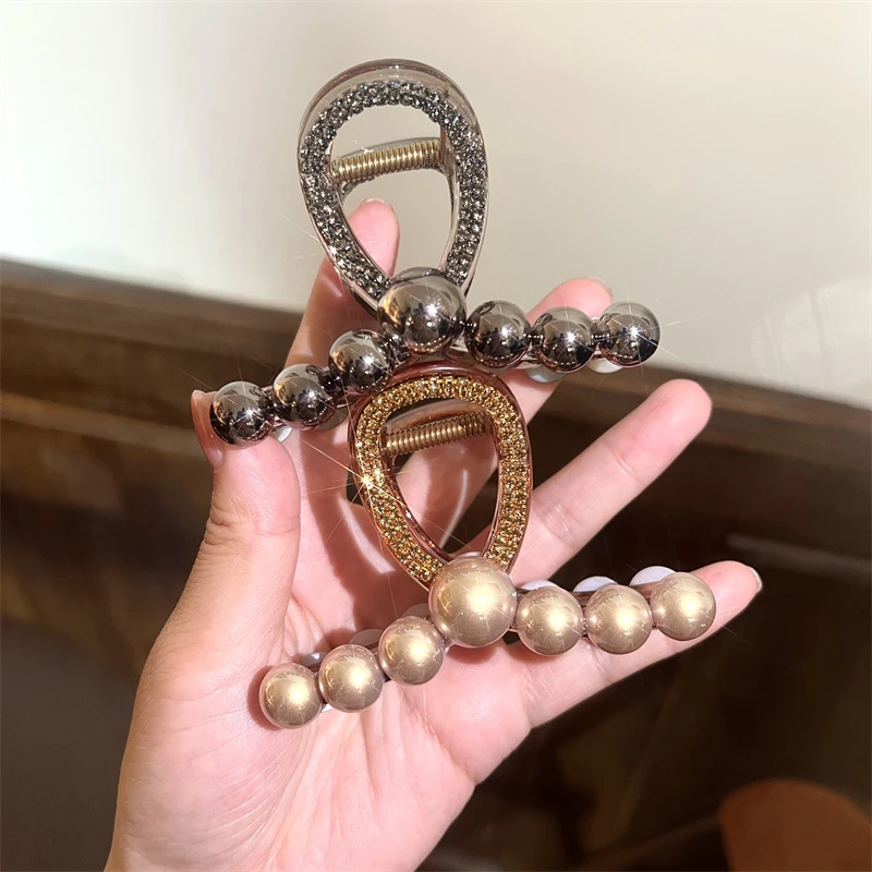 优雅珠珠中号抓夹满天星发夹女后脑勺鲨气质网红百搭简约韩版发卡