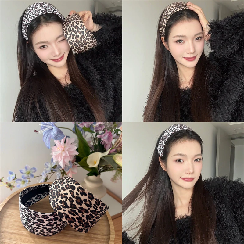 宽边豹纹发箍女高级感洋气时尚发带式高颅顶压发洗脸头箍