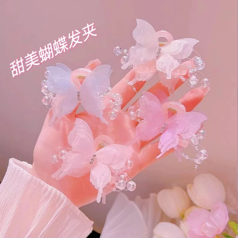 蝴蝶泡泡抓夹气质甜美超仙小众侧边刘海夹后脑勺气质扎发蝴蝶发卡