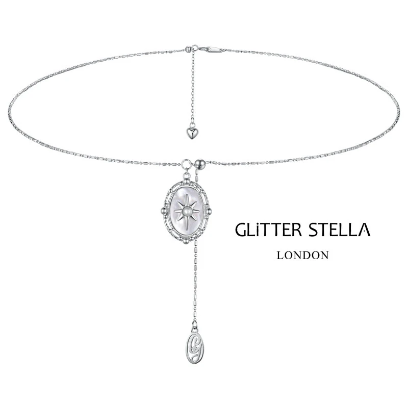 GLITTERSTELLA 合金仿珍珠项链 璀璨六芒星可调节时尚吊坠项链