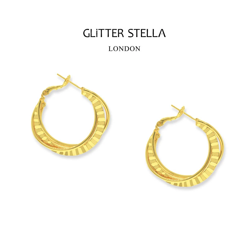 铜合金耳饰 「瞬息交错」经典几何圈圈耳环耳扣简约耳扣气质