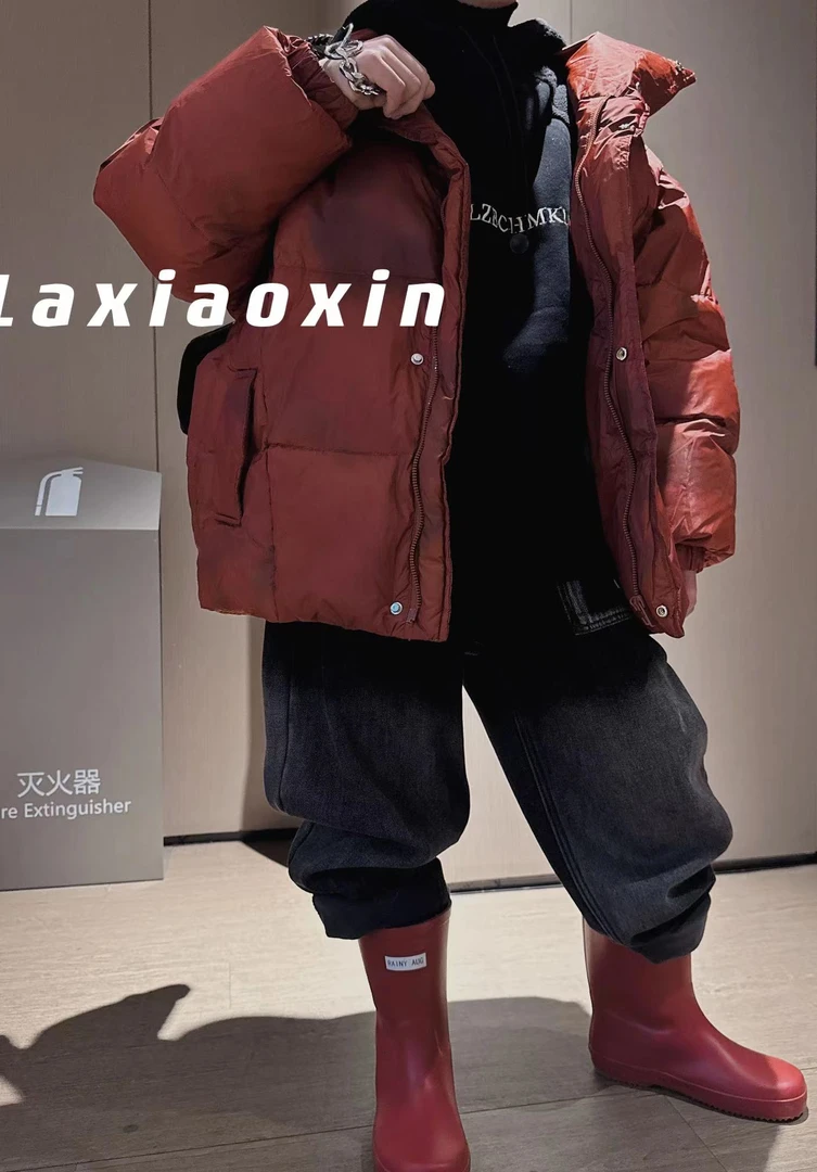【蜡小新】超酷 黑色渐变口袋牛仔裤，模特穿140